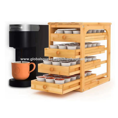 Wood Coffee Station Organizer Countertop Storage Box, Coffee Pod Holder K Cup Organizer Basket, Coffee Mug Holder Coffee Bar Organizer Box Coffee Bar