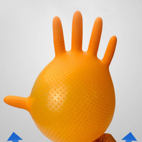 Gants de sécurité en nitrile pur orange gants jetables imperméables au  grain de diamant - Chine Gants nitrile, gants nitrile jetables