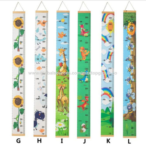 Grafik Pertumbuhan Bayi dan Anak-Anak, Penggaris Pengukur Tinggi Badan Kanvas Kain Bingkai Kayu dari Bayi - Pasokan Langsung dari Pabrik
