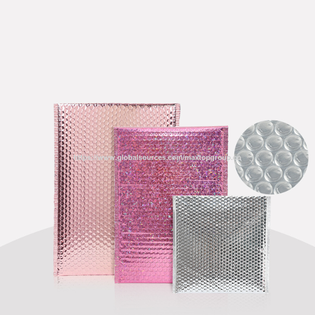 Sacos de bolhas metálicos com impressão personalizada em várias cores, envelopes almofadados para envio expresso