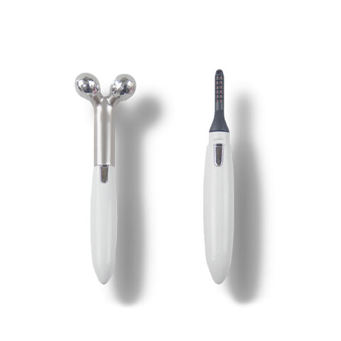 Face Roller 2 in 1 and Heated Eyelash Curler Eyelash Curler with USB Rechargeable for Quick makeup