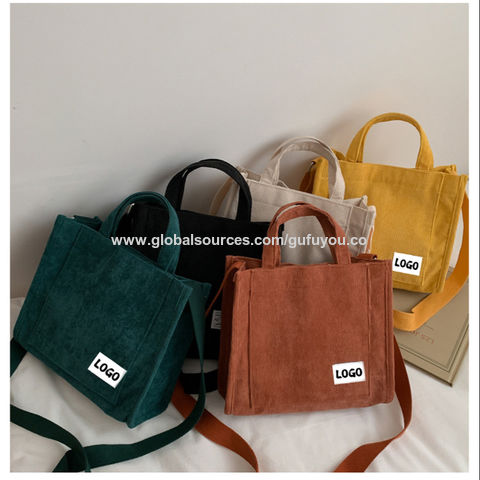 happylemonade-Crossbody Canvas Cotton Bags-Canvas Tote Bag-Corduroy Shoulder Bags-Messenger Bag-Econ Friendly Bag-Casual Bag-Gift For Her Bags & Purses Handbags Shoulder Bags 