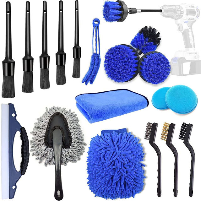 20-teiliges Auto-Waschbürsten-Set mit Wischer vom Hersteller - Kunststoff-Scheuerbürsten-Set für die Autowäsche for sale at factory direct price