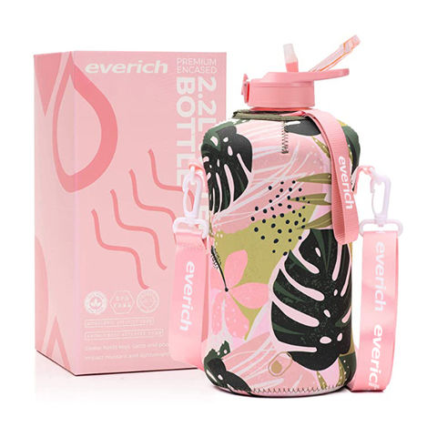 Plastic Water Jugs Sport Bottle Half Gallon Water Bottle Marker Straw
