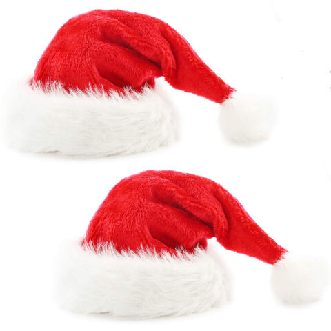 Gorro de Papai Noel Inverno Quente Festa Crianças Adultos Clássico Vermelho Pelúcia Chapéus de Feliz Natal