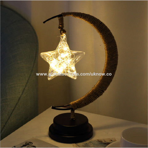 Luces LED decorativas, luces de estrellas y luna, luces navideñas de manzana, regalos de cumpleaños, hilo de yute hecho a mano