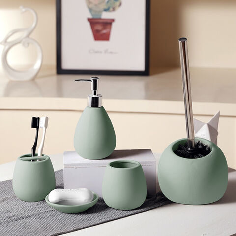 Buy Wholesale China Bathroom Accessory Green Ceramic 5pcs Toilet Brush  Holder Tumber Soap Trays Bottle Soap Dispensers & Bathroom Accessory Set at  USD 1