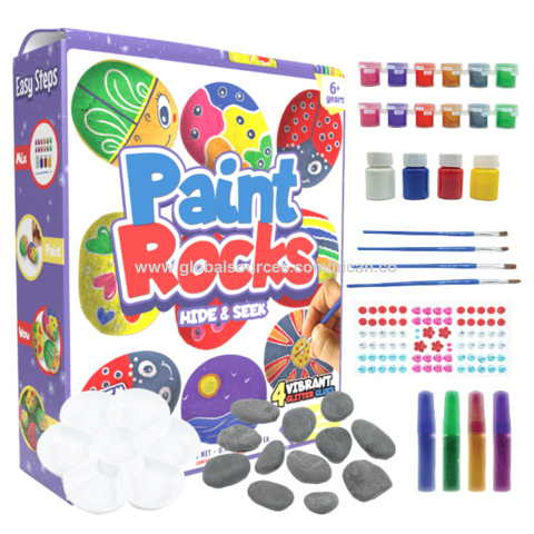 Rock Painting Kit, Non-Toxic Hide and Seek Rock, Art and Crafts Kits for Kids