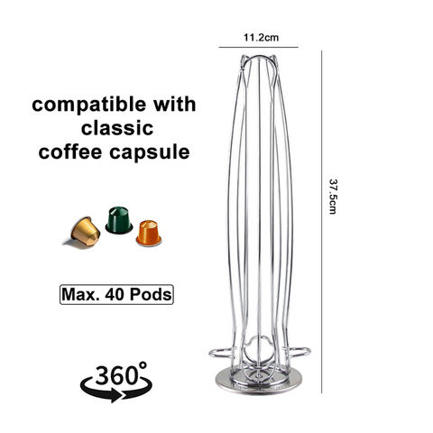 Buy Wholesale China Coffee Capsule Holder Compatible With 40pcs Coffee Pods  Holder Rotating Chrome Tower Storage & Coffee at USD 3