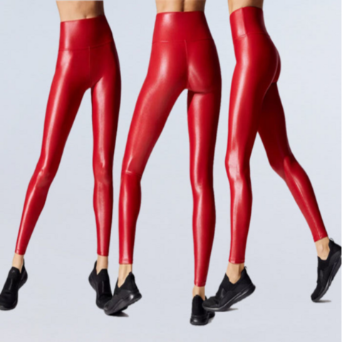 YYDGH Women's Shiny Metallic Leggings Sexy High Gloss Skinny Pants Faux  Leather Stretch Shaping Tights Trousers Blue L - Walmart.com