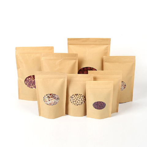 Compre Bolsa De Papel Kraft Marrón Con Ventana Redonda, Bolsas De