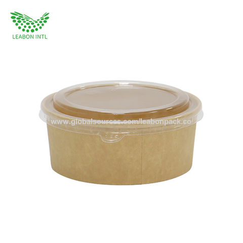 PE Lined Disposable 850ml Kraft Paper Salad Bowl Compostable To Go