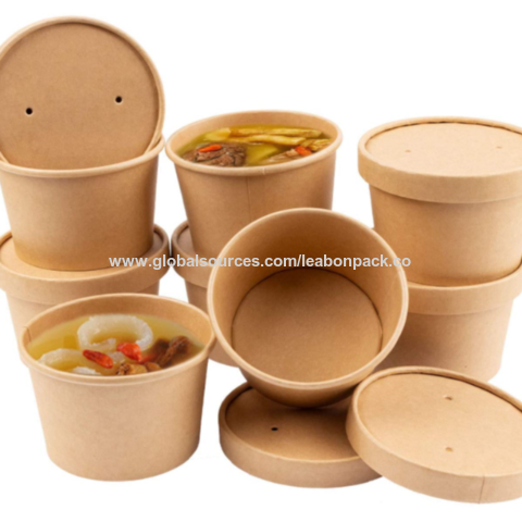 Buy Wholesale China Food Grade Biodegradable Packaging Disposable Soup  Kraft Paper Bowl With Lid For Rice & Paper Bowl With Lid at USD 0.048