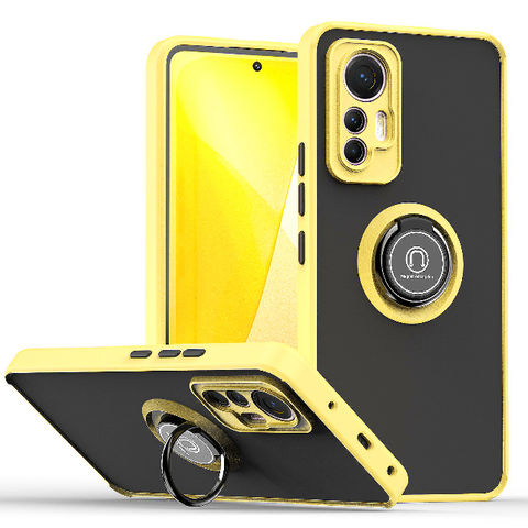 Built-in Magnetic Metal Sheet Design PC+TPU Anti-drop Cover with Kickstand  for Samsung Galaxy A12 - Gold Wholesale