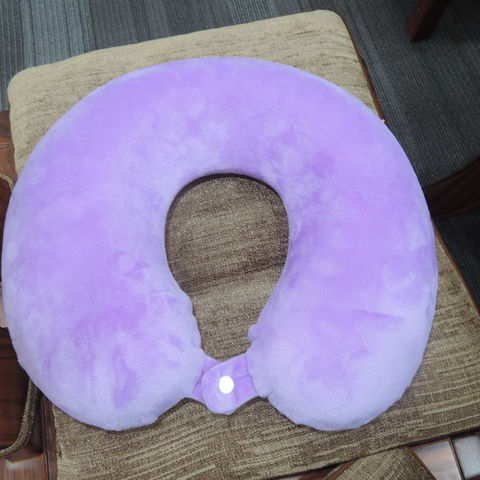 Micro Bead Travel Pillow Memory Foam U Shaped Neck Pillow Cushion for Plane  purple 