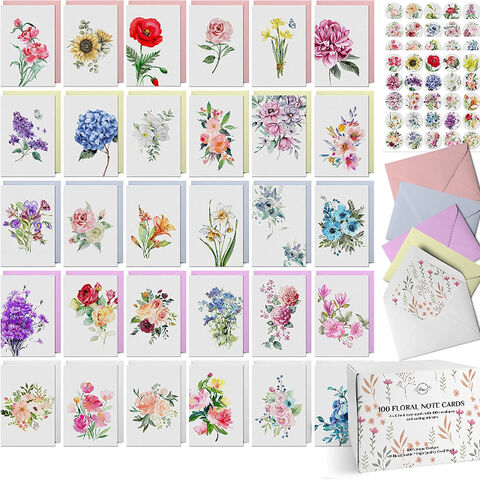 Cartes de Notes Florales Vierge avec Enveloppes pour Toutes Occasions, 10x15 cm. Cartes de Voeux Vierge Personnalisées Bienvenues for sale at factory direct price