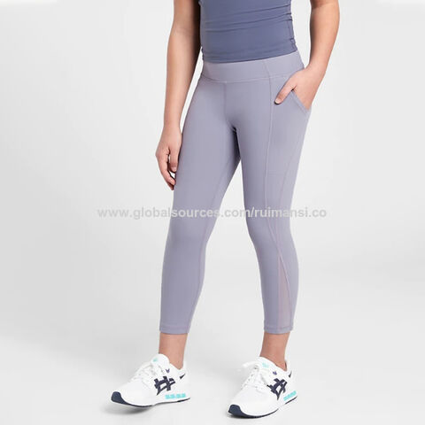 Bulk Ladies Girls Soft Yoga Leggings Nylon Spandex Blank Pocket