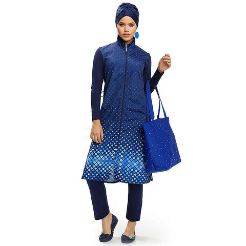 Traje de baño burkini islámico modesto de manga larga para mujer, textura suave, antibacteriano for sale at factory direct price
