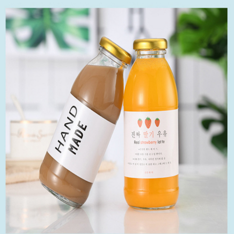 Garrafas de Leite de Vidro, Frascos de Leite de Vidro de 300-500ml com Tampas, Garrafas de Vidro de Qualidade Alimentar for sale at factory direct price