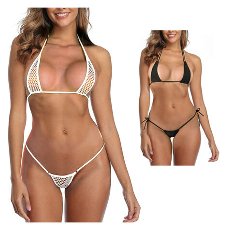 Women's Hollow Out Micro Bikini Set Swimsuit Extreme Bra G-String Bathing  Suit