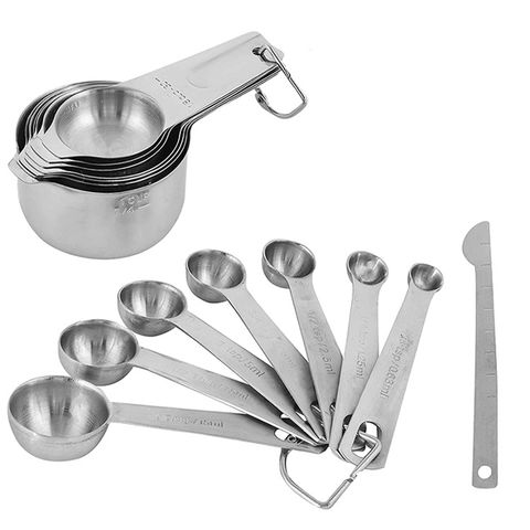 Stainless Steel Measuring Cups and Spoons Set of 10 Piece, Nesting