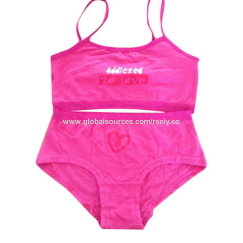 Custom Rose Printed Two-pieces Girl's Underwear Set Training Bra