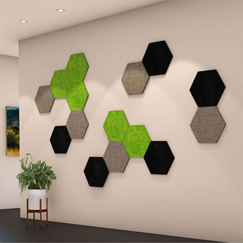 Panneau acoustique hexagonal en polyester, son de bain vert,  insonorisation, panneaux muraux auto-adhésifs, chambre à coucher,  décoration murale de la