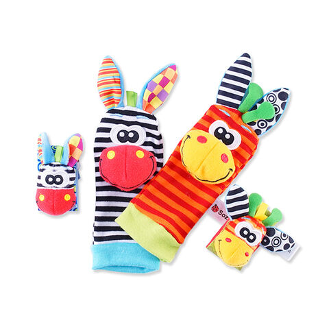 Baby Hand- und Fußfinder Spielzeug, Handgelenkrasseln, Baumwoll- und Plüsch-Stofftiere für Babys - Babyrasseln im Großhandel