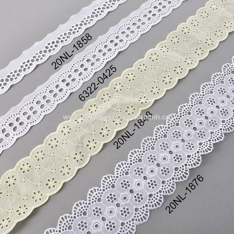 Bulk Buy China Wholesale Lace Trim Factory Supply Various Design  Embroidered Cotton Lace Trim Lace Ribbon Eyelet Lace Trim $0.13 from Ningbo  MH Industry Co. Ltd