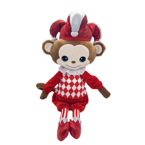 Charming Monkey Plush Toy – Brown Outfit Stuffed Doll main image 1