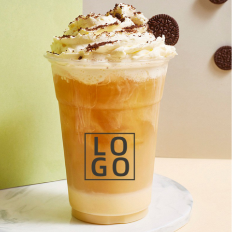 Einweg-PET-Becher mit Werbedrucklogo oder -design, kundenspezifische transparente Plastikbecher für Smoothies, Kaffee und Milch