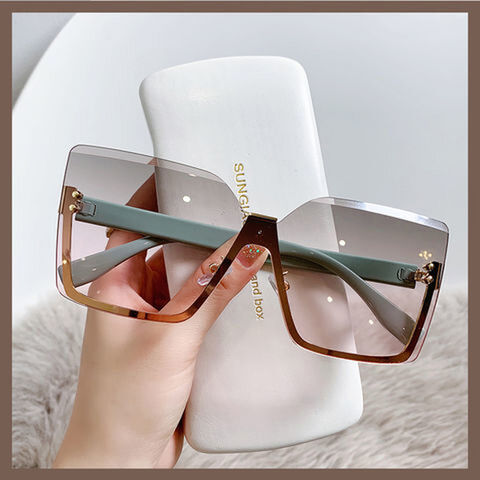 Modische, dünne Damen Sonnenbrille mit Halbrahmen aus Metall, Anti-UV-Schutz for sale at factory direct price