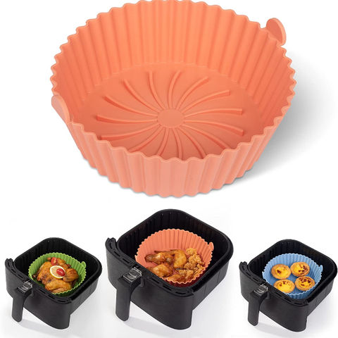 Non-Stick Silicone Pot For Air Fryer Baking Cooking Basket Liner Reusable  Tray