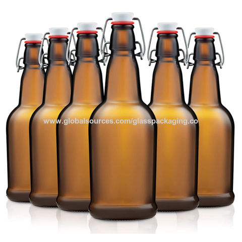 Cutello 16 Ounce Ambe Glass Flip Top Bottle Fo Bewing