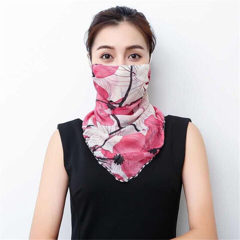 Cachecóis Femininos para o Rosto, Proteção Solar de Verão, Antipoeira, Estampa Floral, Lenços de Pescoço