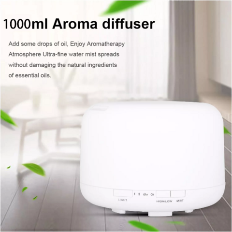Humidificador ultrasónico de 1000 ml en oferta, difusor de aromas para aromaterapia con luz LED