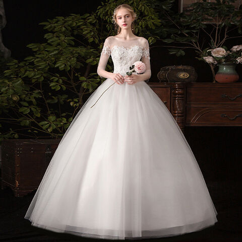 Vestido de novia de ensueño, sencillo, estilo hada, de un solo hombro y manga larga, sistema 'sen' for sale at factory direct price