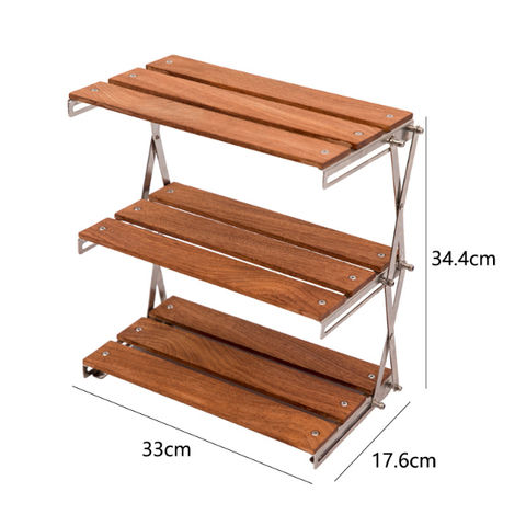 Étagère de Camping en Plein Air en Bois Massif, Table Pliante Portable à Niveaux - Racks for sale at factory direct price