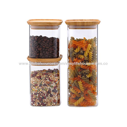 Buy Wholesale China Borosilicate Glass Storage Jar With Bamboo Lid For ...