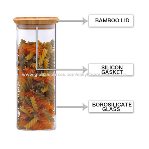 Square Shape Glass Ware Borosilicate Bamboo Glass Jar Kitchen Food Storage  Container - China Glass Ware and Borosilicate Glass Tube price
