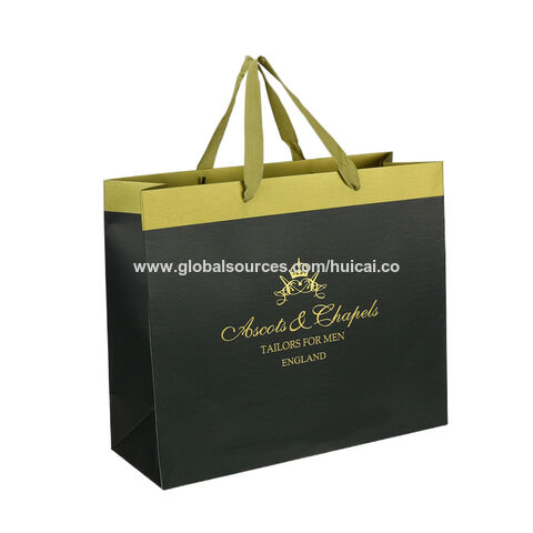 Buy Wholesale China Custom Logo Matte Laminate Rope Black Gold Chain Handle  Special Euro Tote Shoppers Premium Paper Gift Bags Shopping Bag & Paper Bag  at USD 0.28