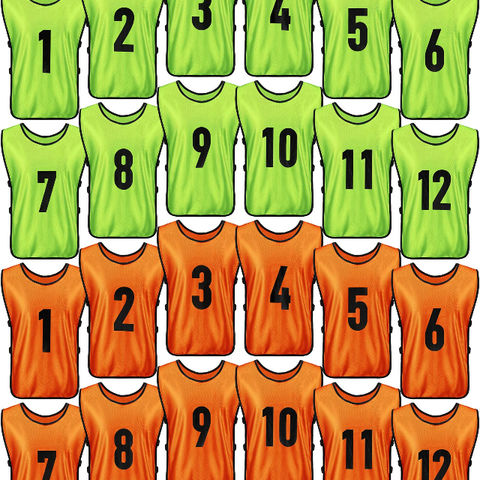 Soccer Pinnies With Numbers 1-12 - Team Scrimmage Vests For Practice & Training