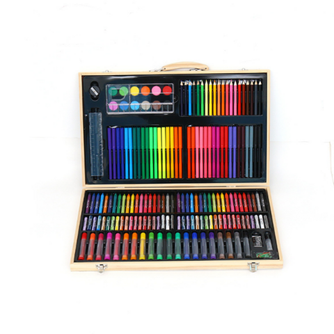 Caja de Arte para Dibujo de 180 Piezas con Pasteles al Óleo, Crayones, Lápices de Colores y Caballete de Doble Cara para Niños - Kit de Arte Profesional