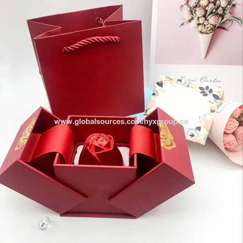 Caja de Anillo de Rosa para Boda de Moda, Soporte para Collar, Estuche de Almacenamiento y Exhibición de Joyas, Regalo
