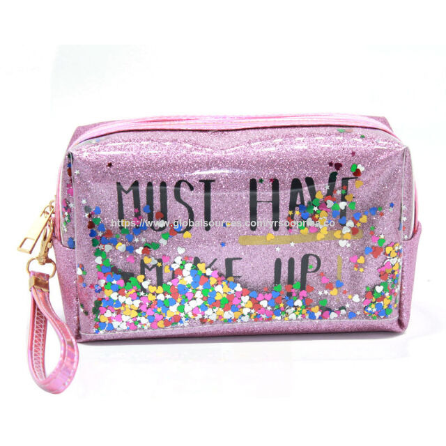 Bolsas de Cosméticos Impermeables PVC Lentejuelas Arena Movediza Láser Organizador de Viaje Caja de Maquillaje