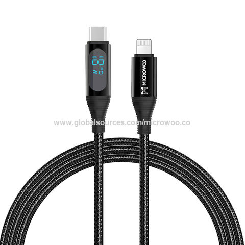 Apple MFi-zertifiziertes LCD-Power-Display Nylon-geflochtenes Lightning-auf-USB-C-Ladekabel for sale at factory direct price
