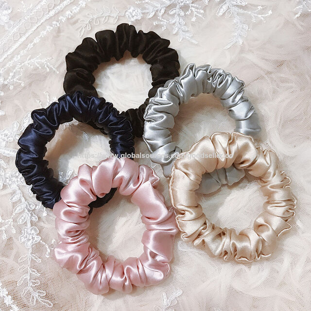 Heißer Verkauf 19 mm Seidenhaargummis 100% Seidenhaaraccessoires Scrunchie für Mädchen for sale at factory direct price