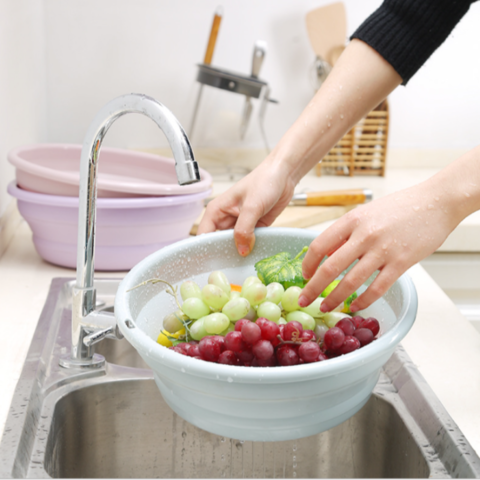 Folding drain basket multi-functional washing basin filter fruit basket kitchen storage basket for sale at factory direct price