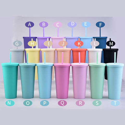 24oz Reusable Travel Ice Coffee Mugs Double Wall Insulate Clear Plastic  Tumblers with Straw and Lid - China Double Wall Tumbler Cup with Lid and  Double Wall Tumbler price