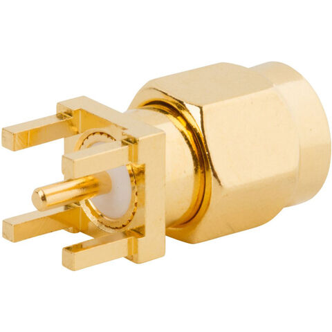 Conector RF SMA de latón, chapado en oro, para PCB, orificio pasante, recto, 50 ohmios for sale at factory direct price